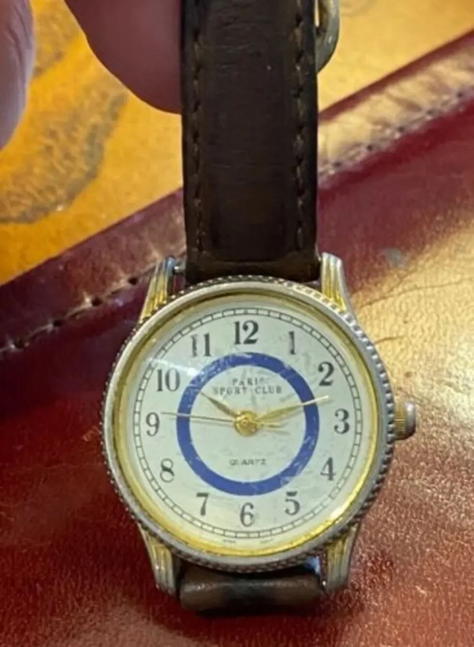 Women's 25mm Gold Tone Paris Sport Club Watch, Brown Band